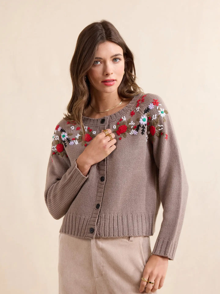 SABLE FLORAL EMBROIDERED CARDIGAN