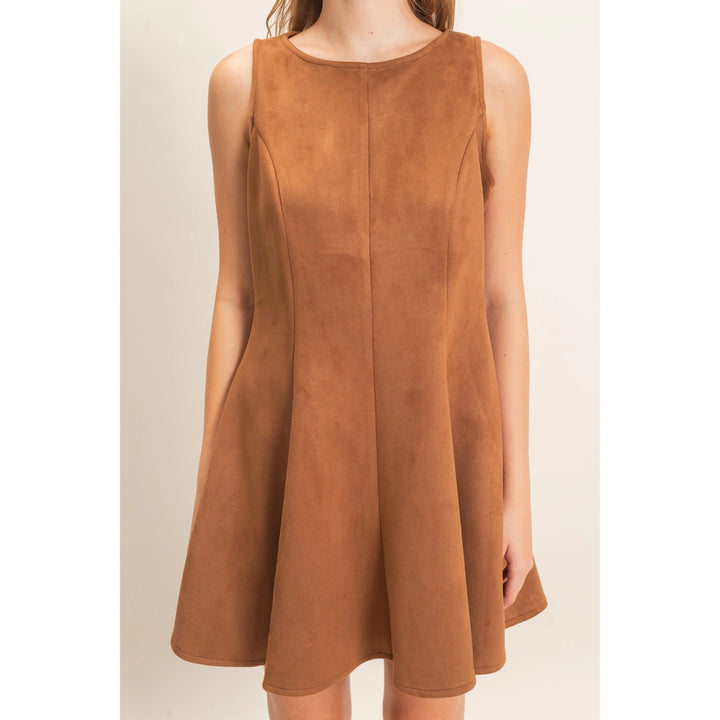 SLEEVELESS SUEDE MINI DRESS