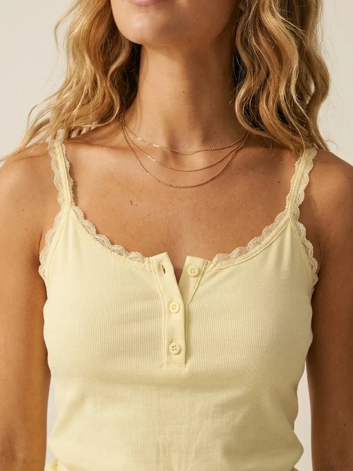 RIBBED KNIT TANK TOP WITH BUTTON DETAIL