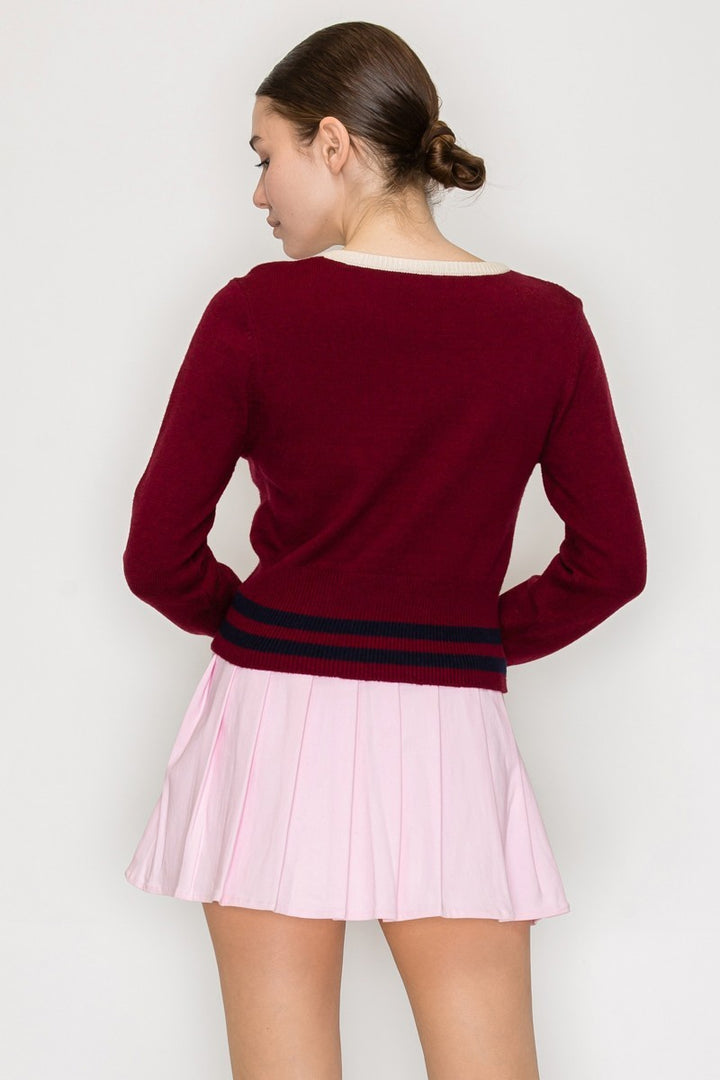 V NECK CROPPED SWEATER TOP