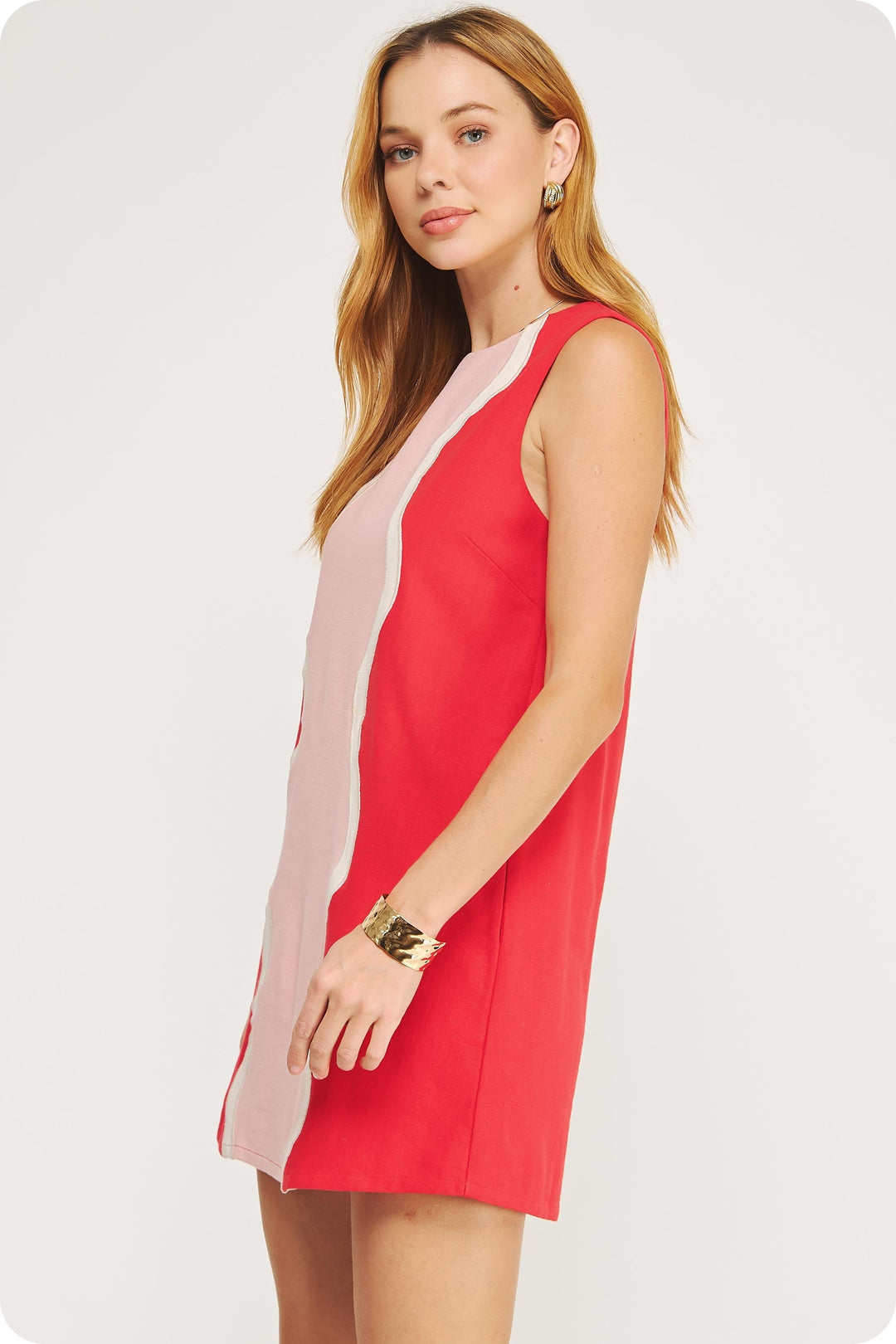 WAVY CONTRAST COLOR BLOCK MINI DRESS