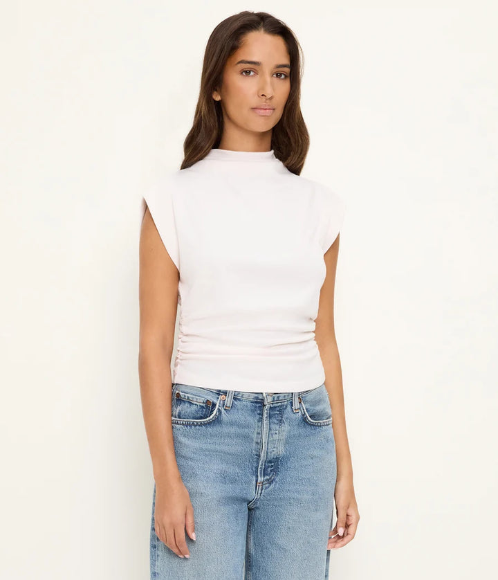 AMARA MOCK NECK POWER SHOULDER TOP
