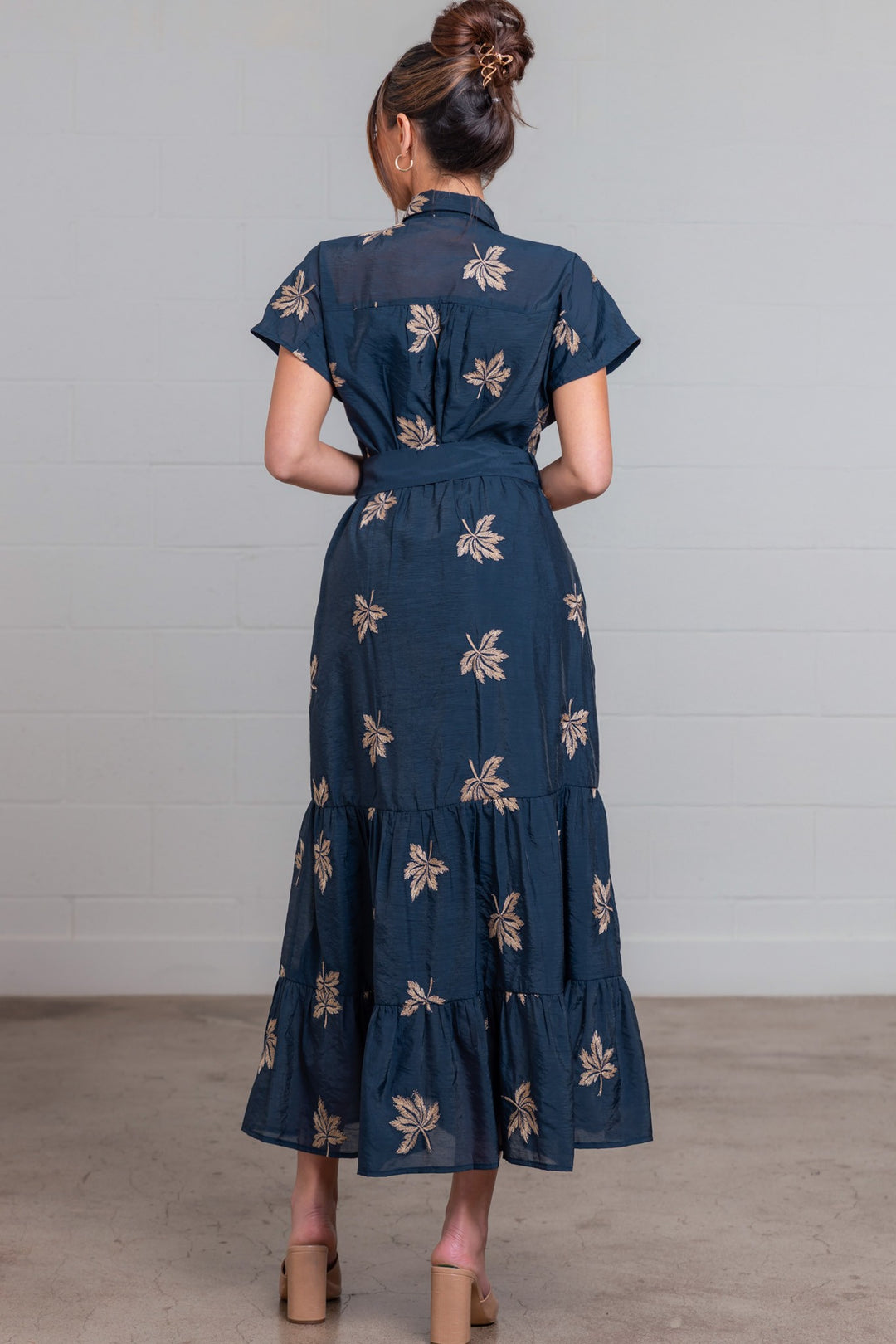 NAVY MULTI EMBROIDERED MAXI DRESS