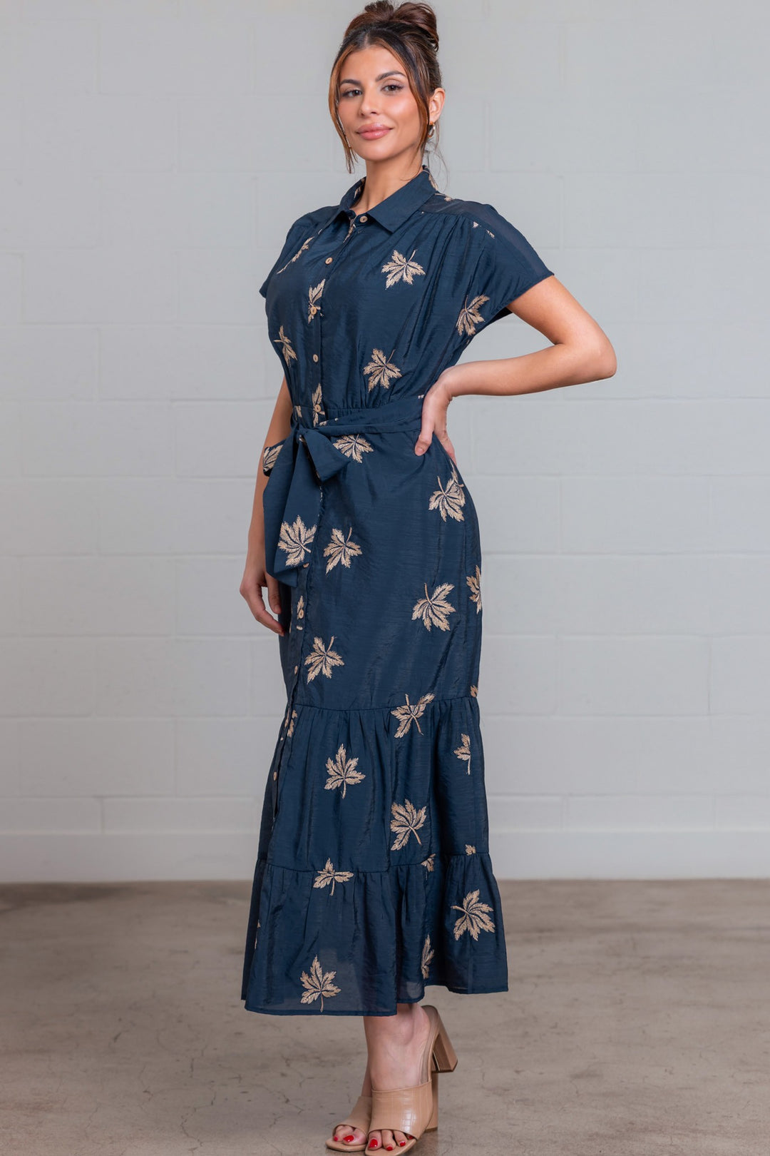 NAVY MULTI EMBROIDERED MAXI DRESS