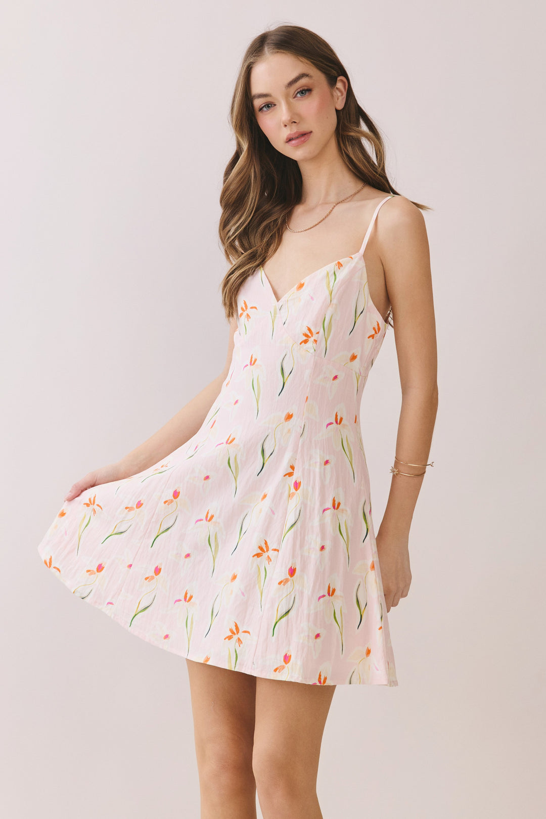 slim fit dress slacks FLORAL PRINT FIT & FLARE BACK SMOCKED MINI DRESS – Copper Penny