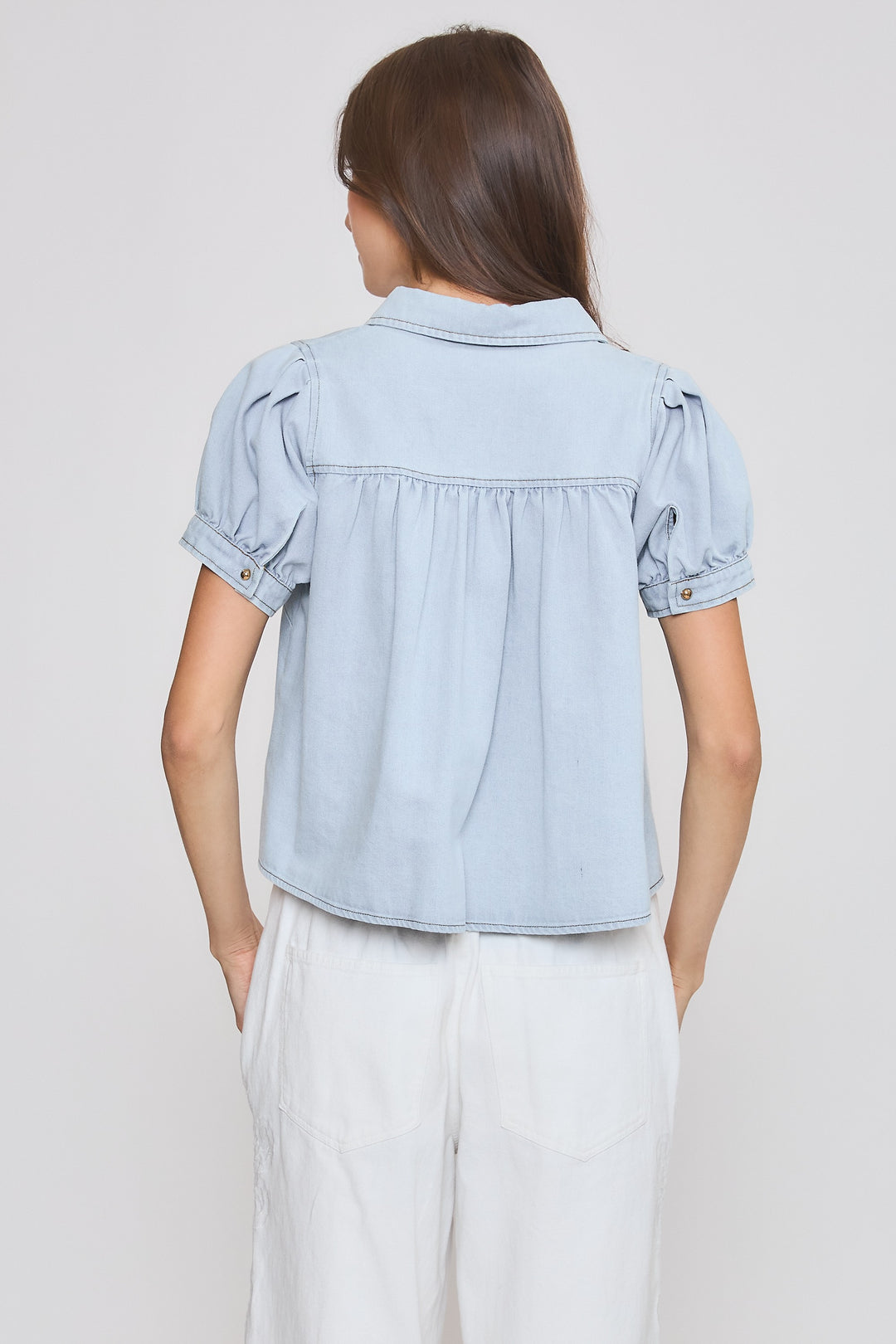 SHORT SLEEVE BUTTON-UP BLOUSE