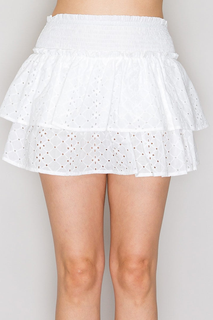 RUFFLE LACE LOW RISE MINI SKIRT