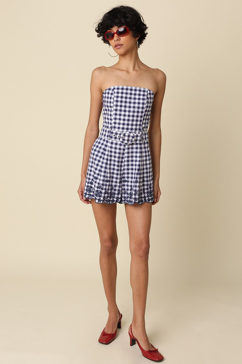 FRANCES STRAPLESS GINGHAM ROMPER