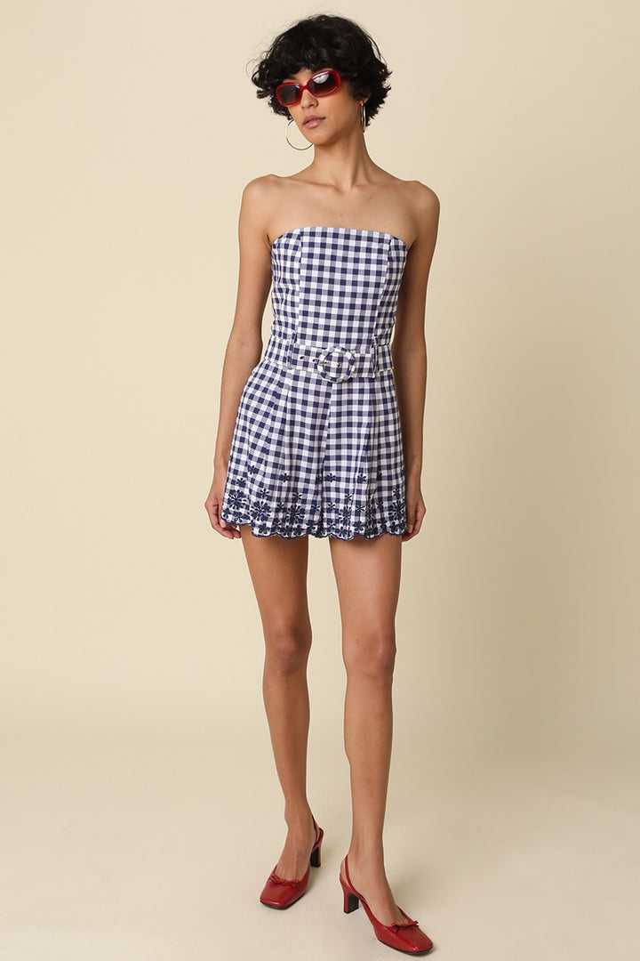 FRANCES STRAPLESS GINGHAM ROMPER