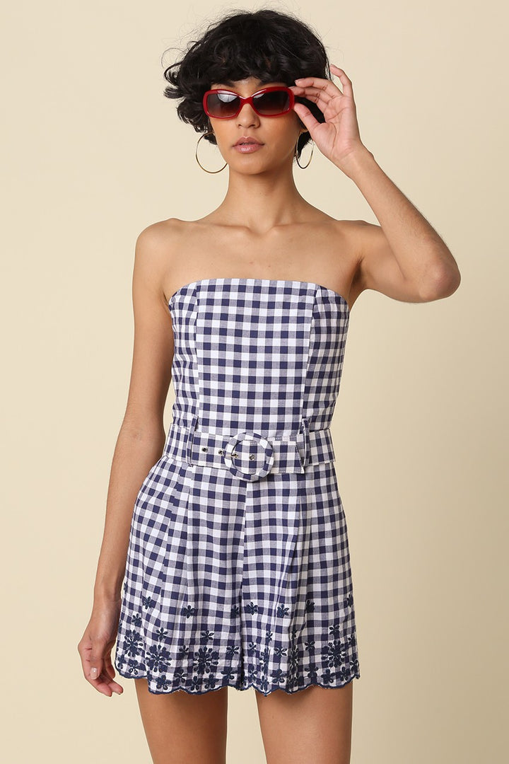 FRANCES STRAPLESS GINGHAM ROMPER
