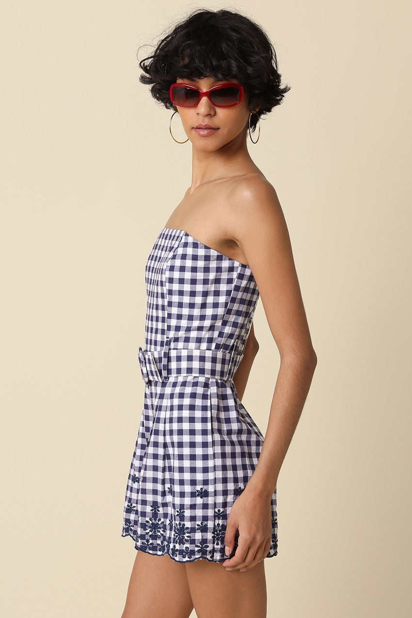 FRANCES STRAPLESS GINGHAM ROMPER