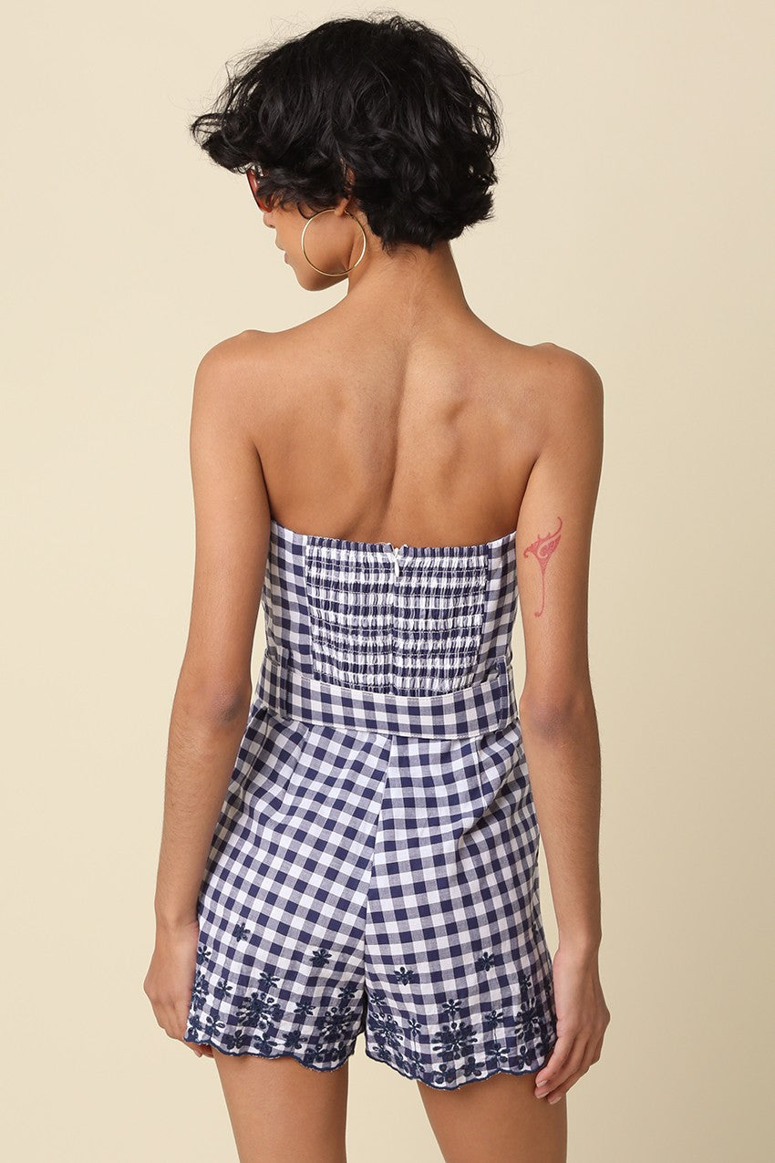 FRANCES STRAPLESS GINGHAM ROMPER