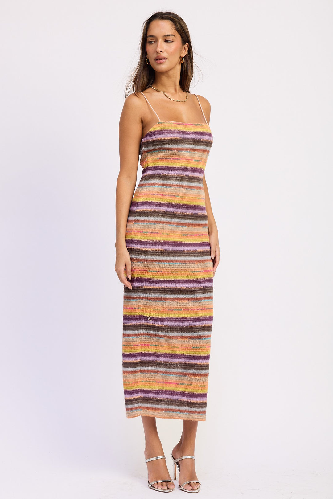 MULTI STRIPE MIDI DRESS