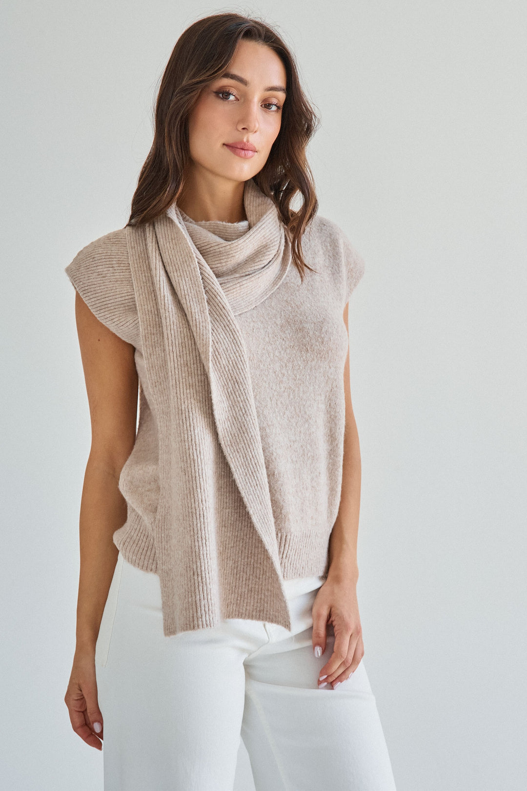 SCARF DETAILED SWEATER TOP