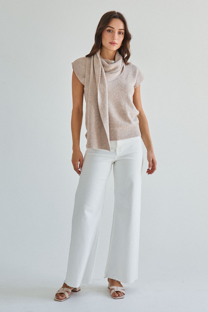 SCARF DETAILED SWEATER TOP