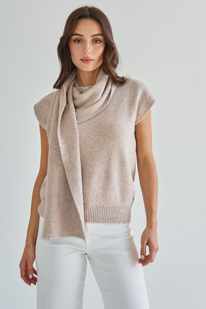SCARF DETAILED SWEATER TOP