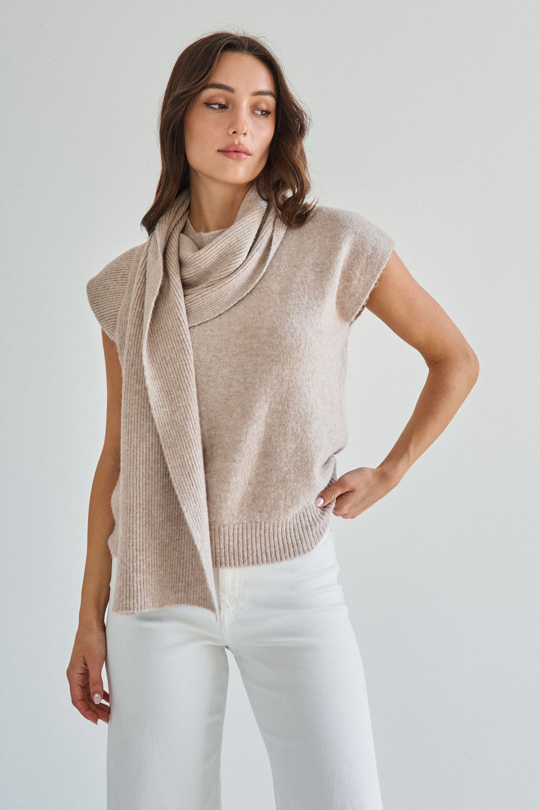 SCARF DETAILED SWEATER TOP
