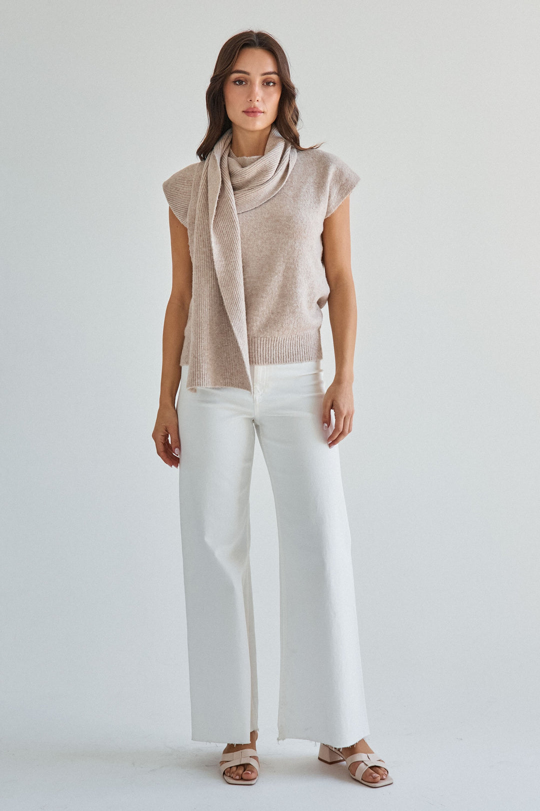 SCARF DETAILED SWEATER TOP