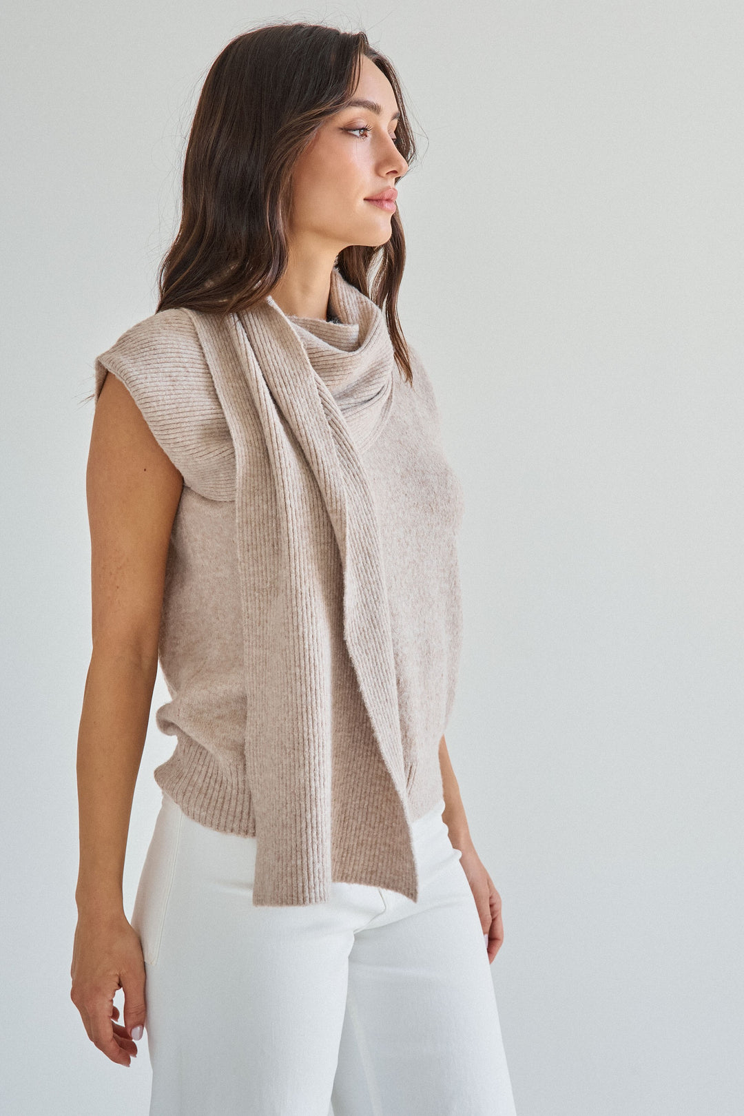 SCARF DETAILED SWEATER TOP