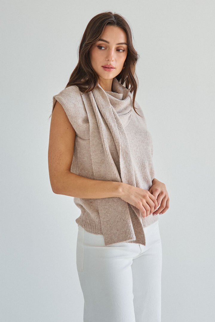 SCARF DETAILED SWEATER TOP