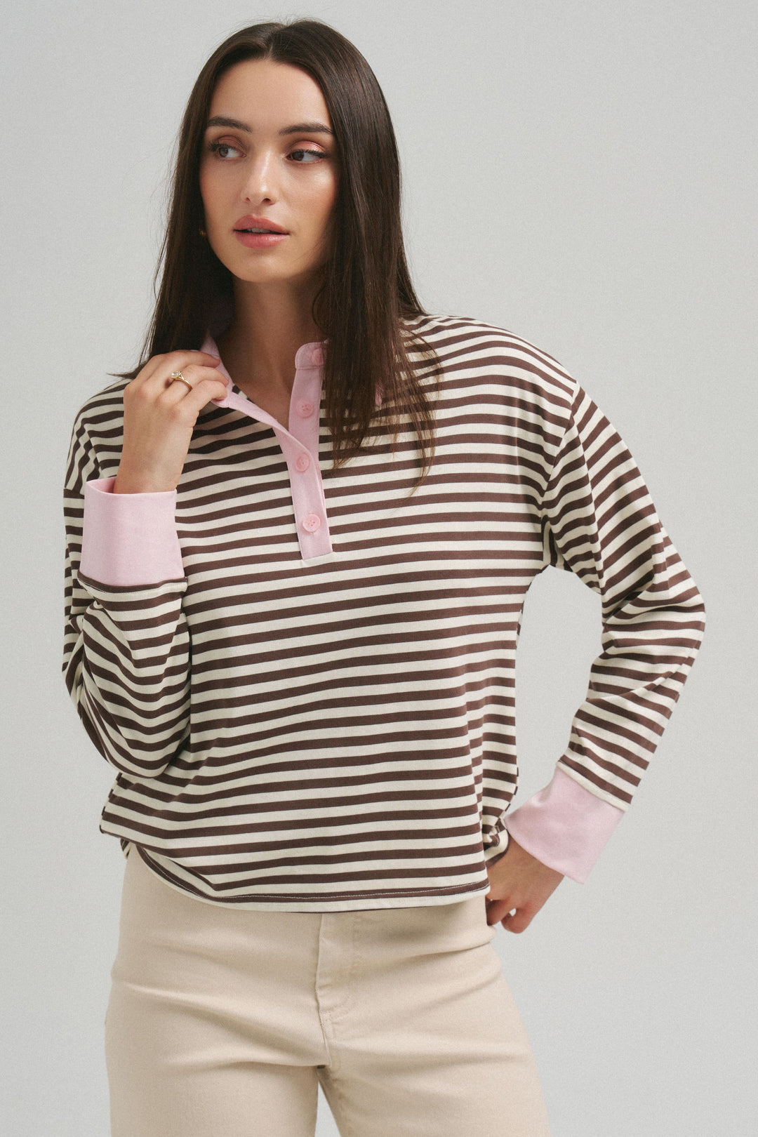 STRIPED POLO TOP