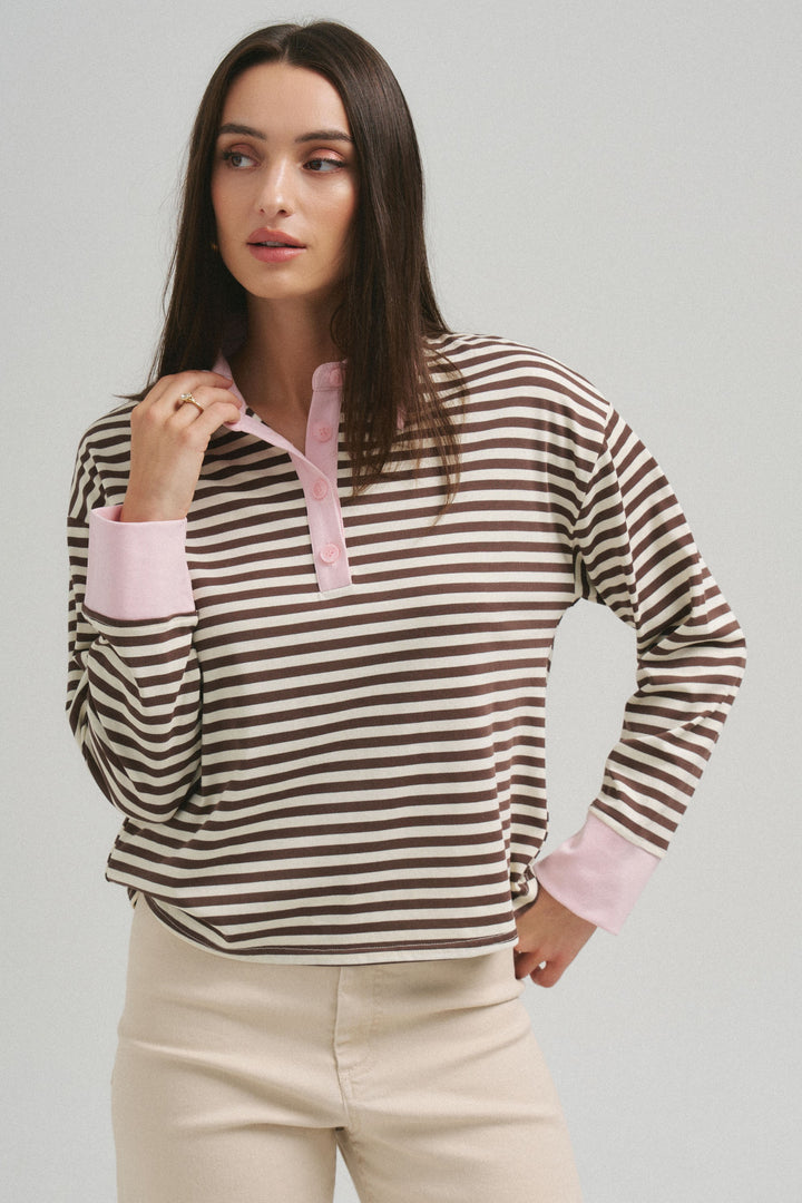 STRIPED POLO TOP