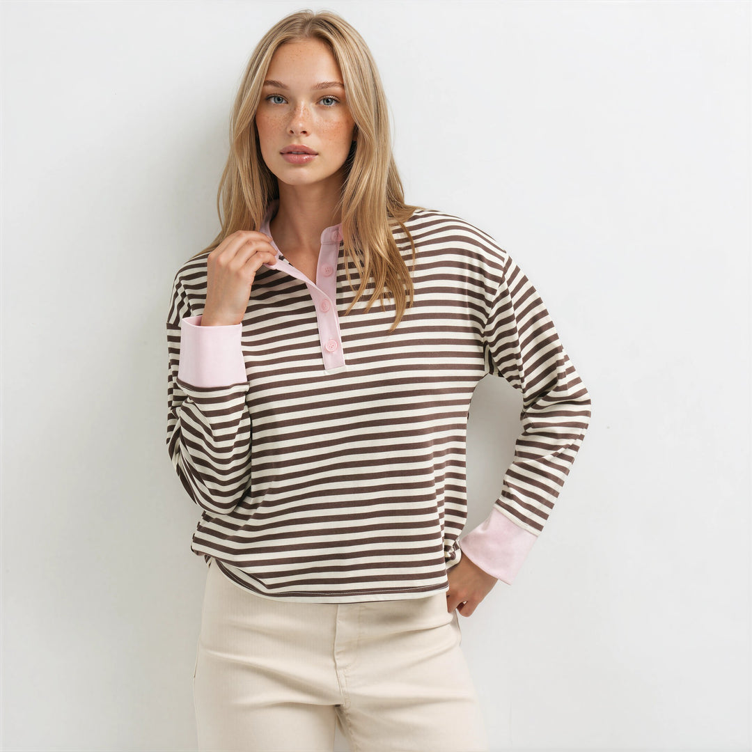 STRIPED POLO TOP