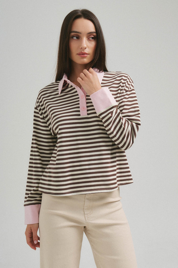 STRIPED POLO TOP