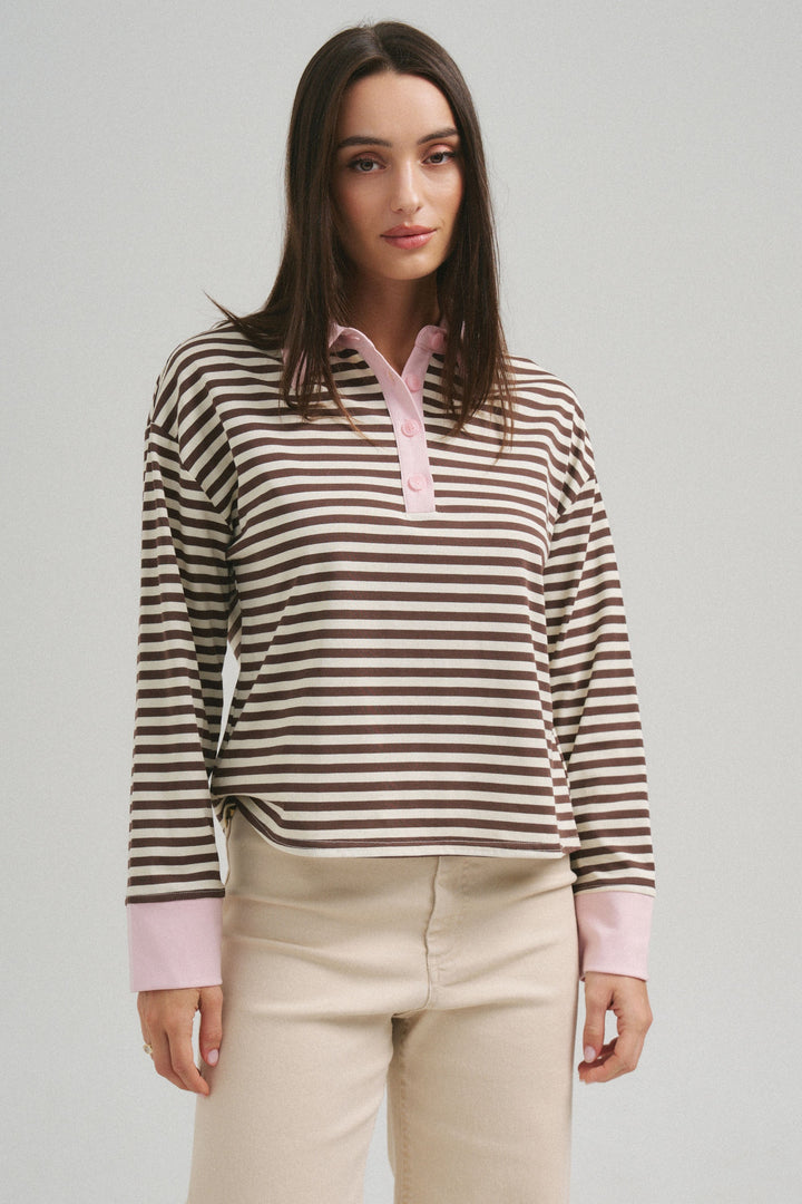 STRIPED POLO TOP