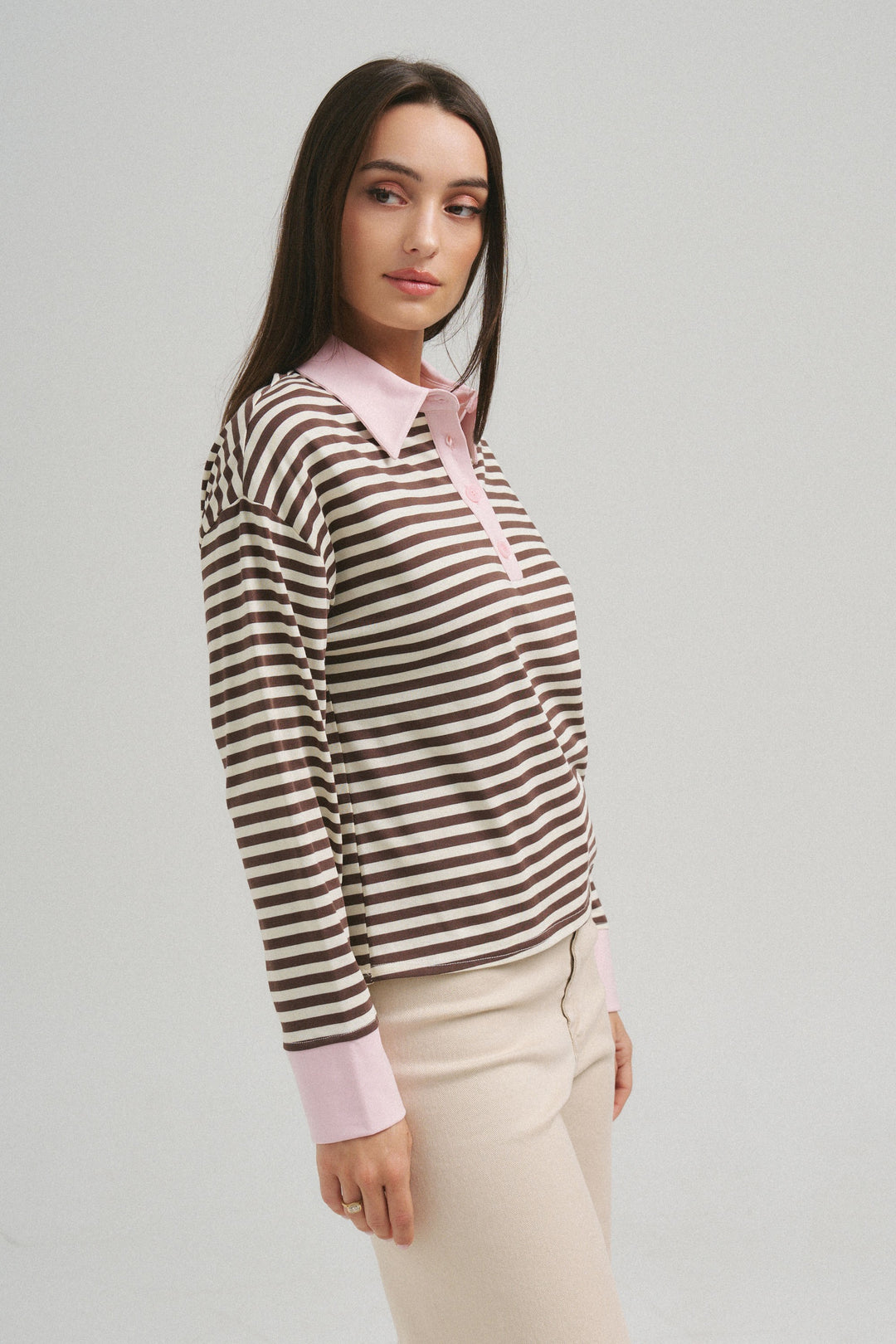 STRIPED POLO TOP