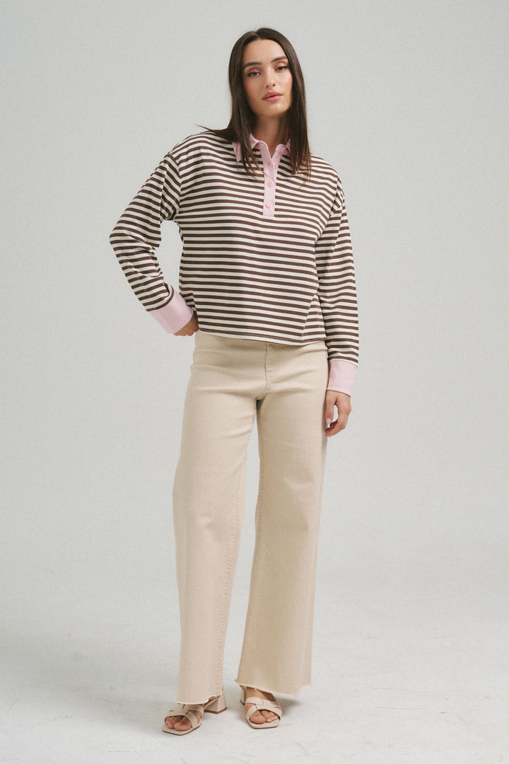 STRIPED POLO TOP