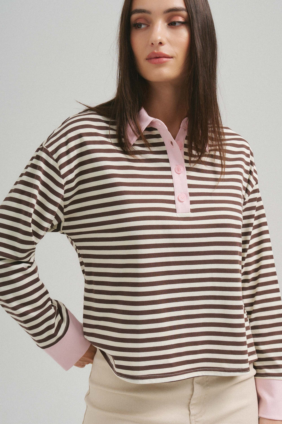 STRIPED POLO TOP