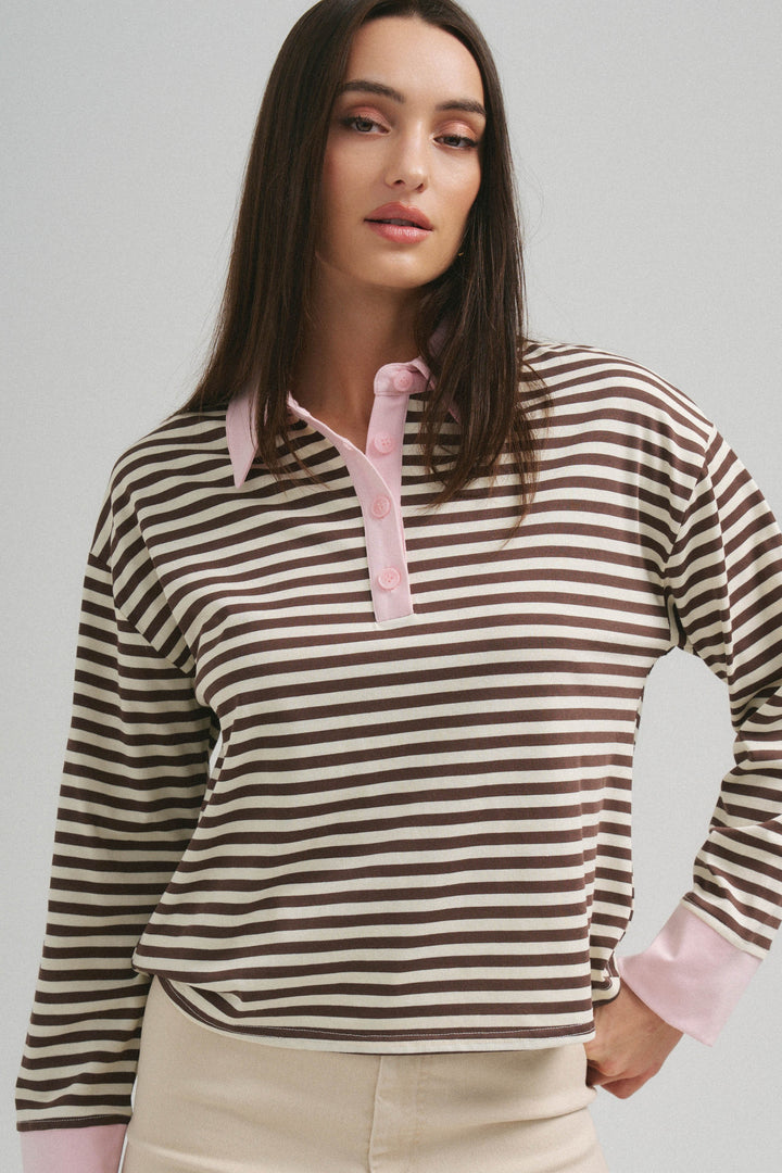 STRIPED POLO TOP
