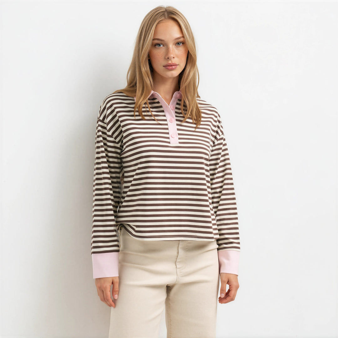 STRIPED POLO TOP
