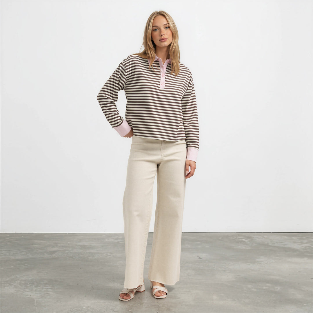 STRIPED POLO TOP