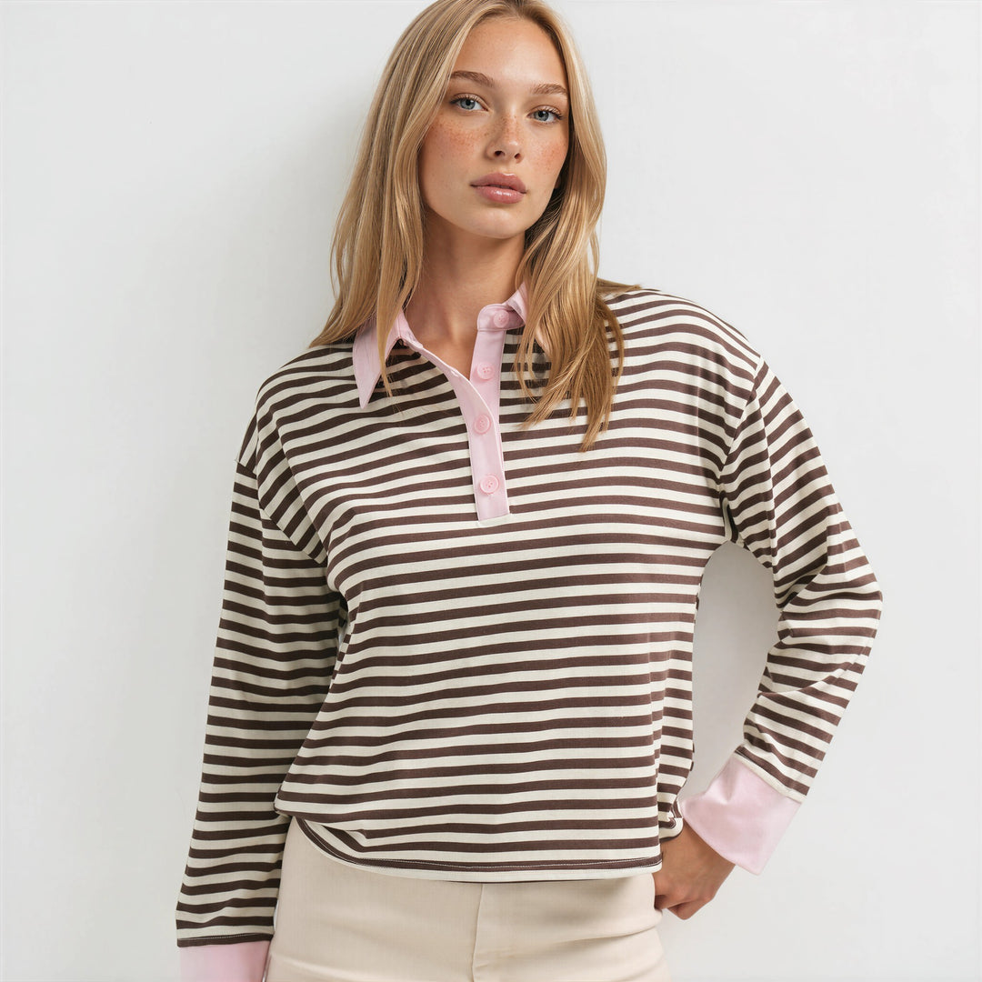 STRIPED POLO TOP