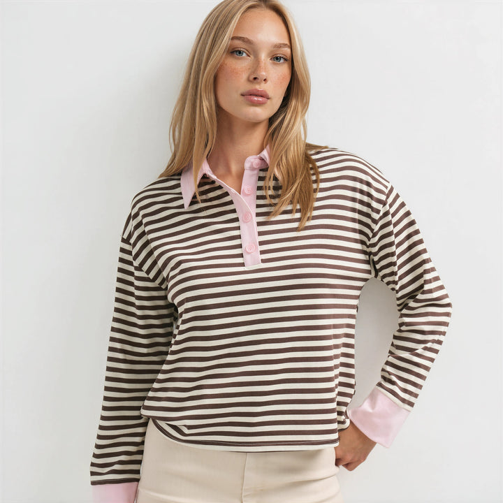 STRIPED POLO TOP