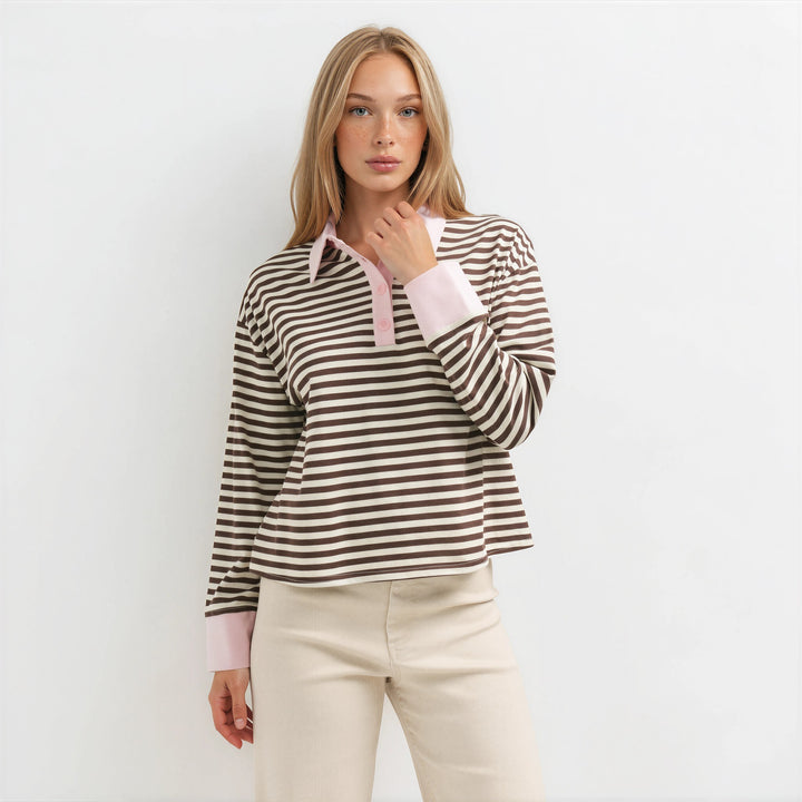 STRIPED POLO TOP