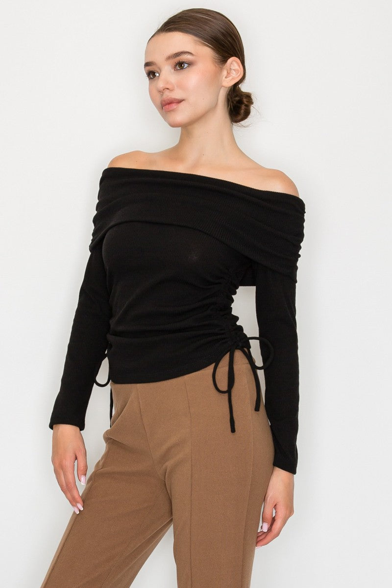 OFF THE SHOULDER KNIT TOP