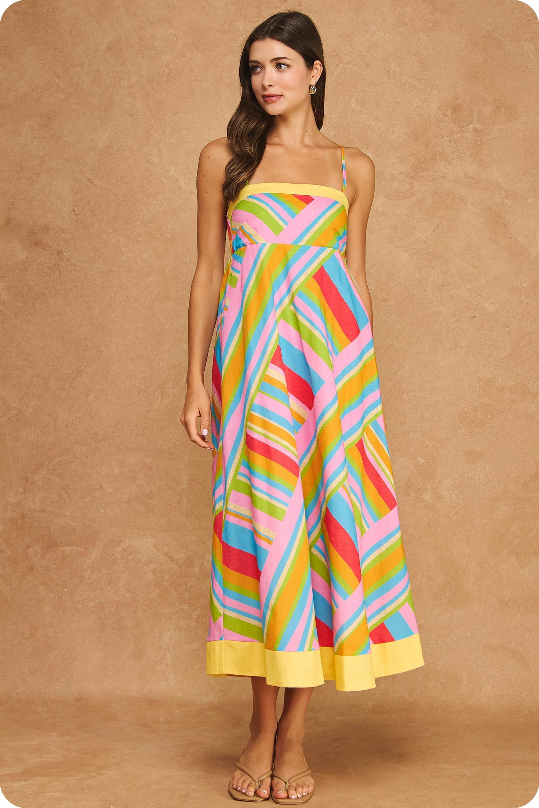 COLOR BLOCK CONTRAST MIDI DRESS
