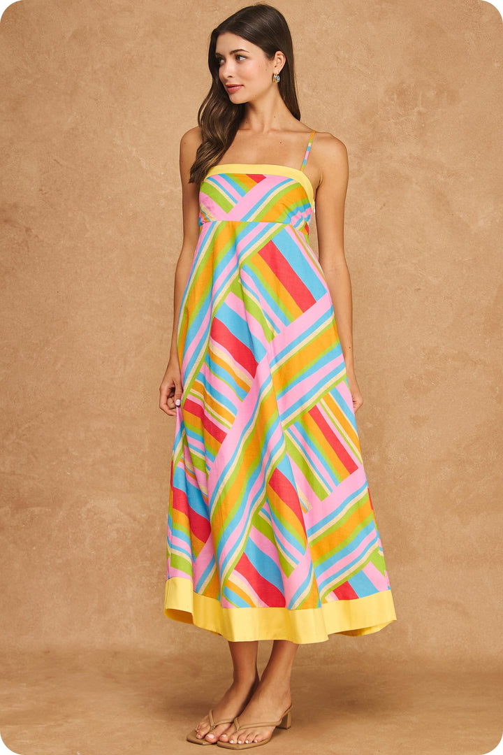 COLOR BLOCK CONTRAST MIDI DRESS