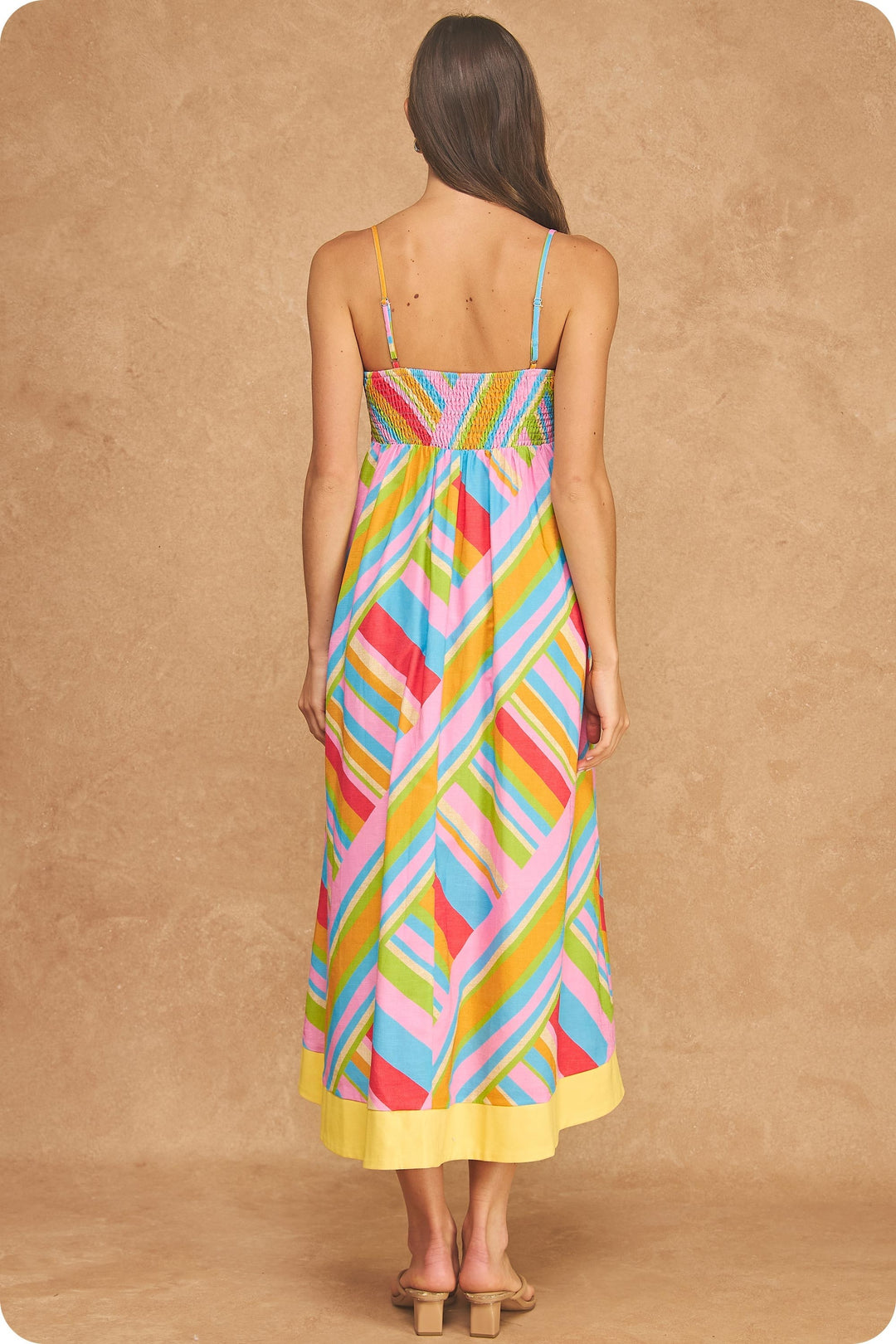 COLOR BLOCK CONTRAST MIDI DRESS