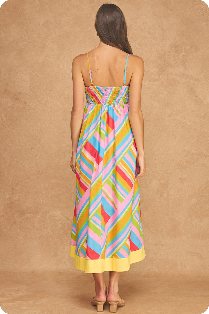 COLOR BLOCK CONTRAST MIDI DRESS