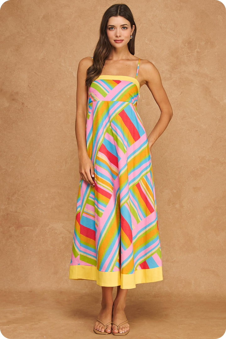 COLOR BLOCK CONTRAST MIDI DRESS