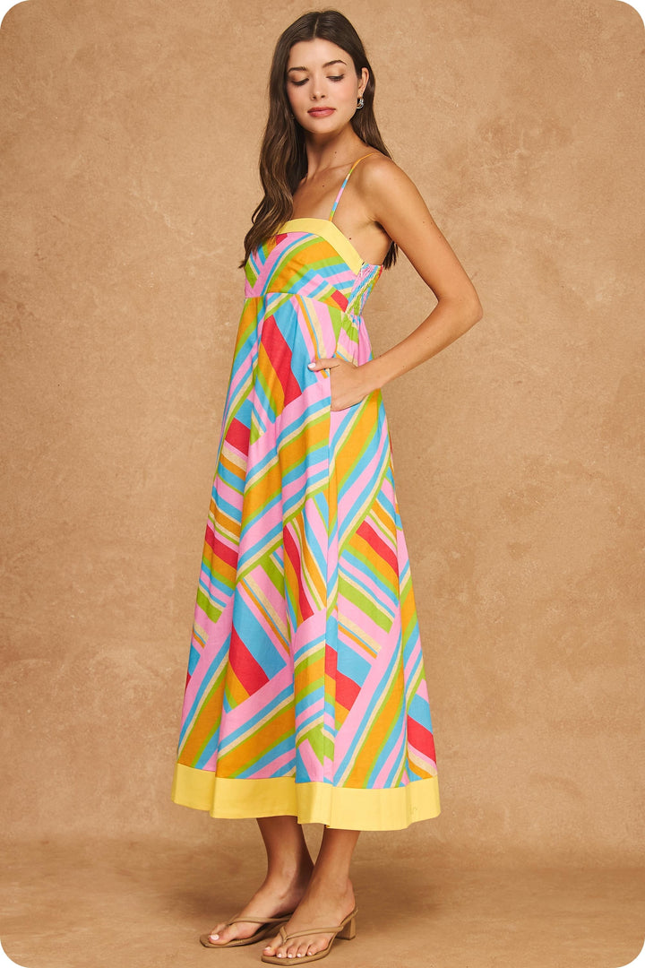 COLOR BLOCK CONTRAST MIDI DRESS