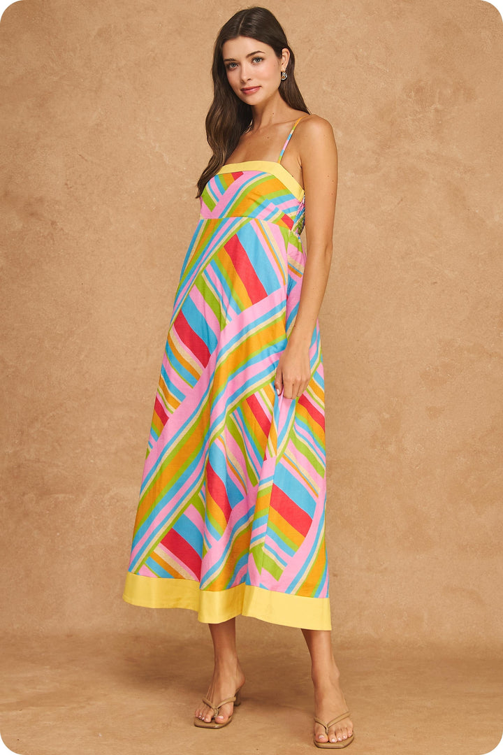 COLOR BLOCK CONTRAST MIDI DRESS