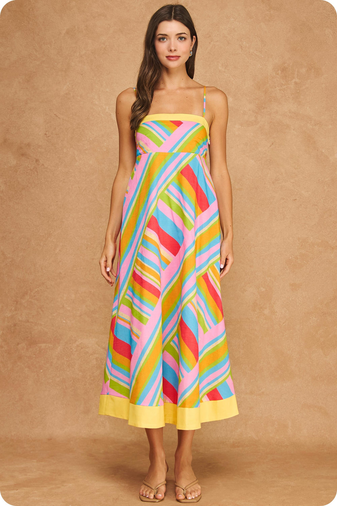 COLOR BLOCK CONTRAST MIDI DRESS
