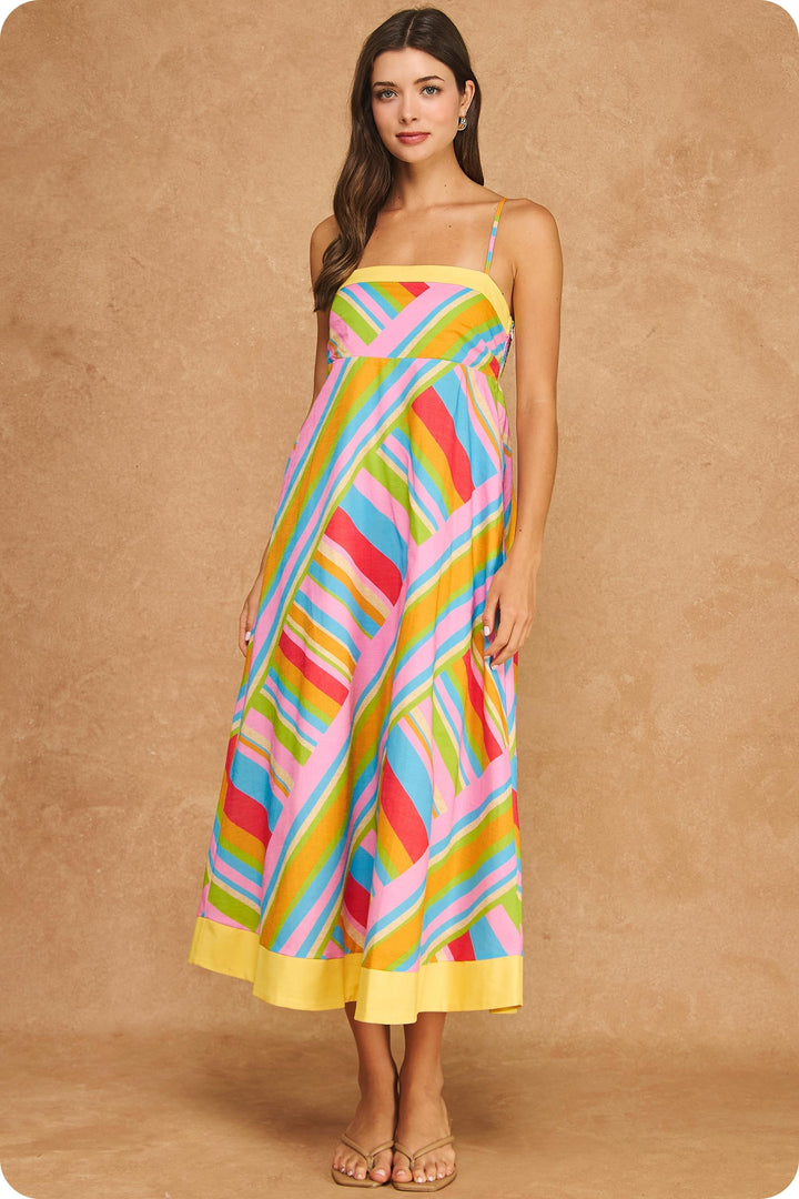COLOR BLOCK CONTRAST MIDI DRESS