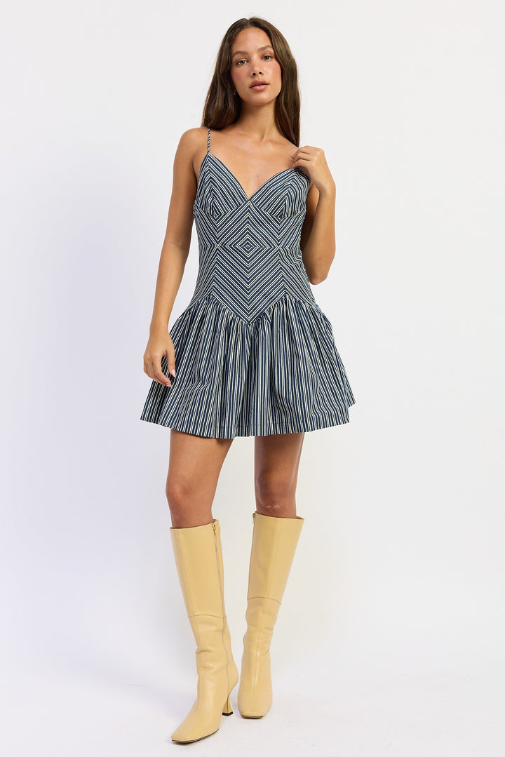 STRIPE VARIATION MINI DRESS