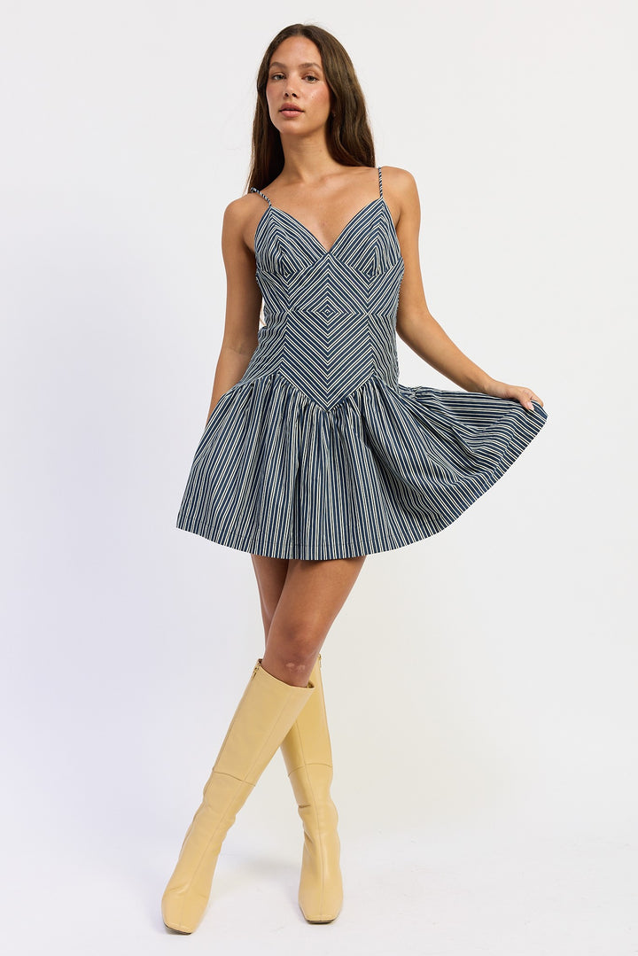 STRIPE VARIATION MINI DRESS